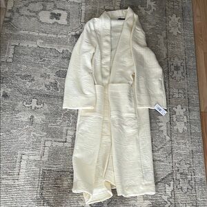 Natori Women's Quilted Infinity Jacquard Robe Length 45", Cream, Small.